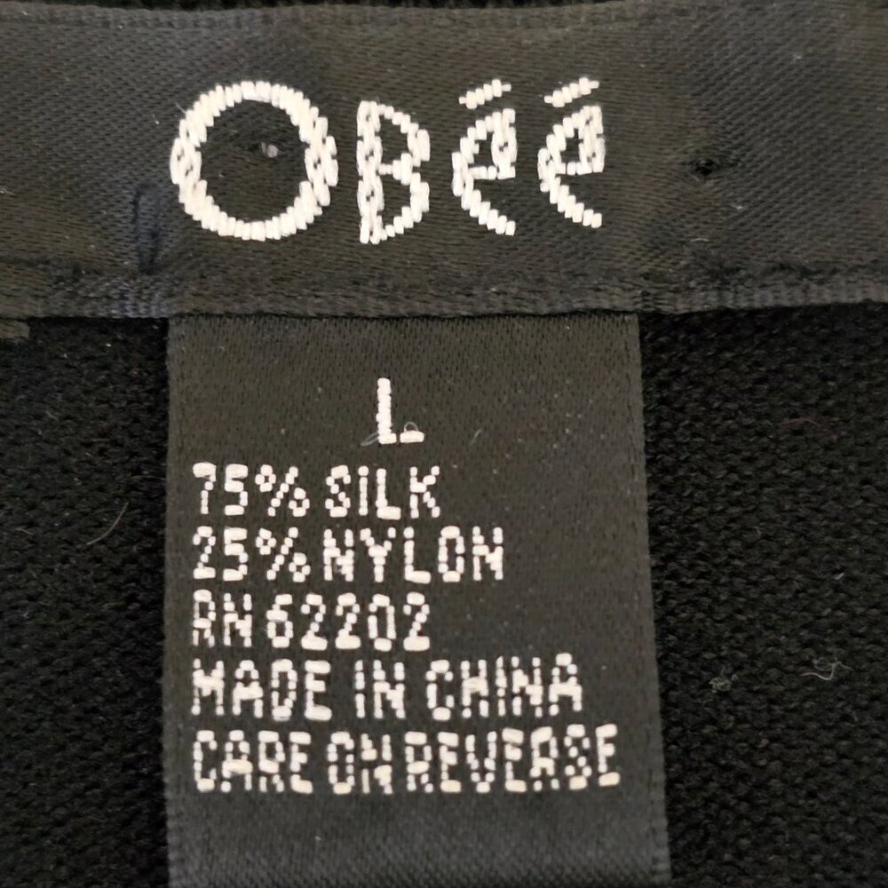 WOMENS OBEE BLACK CARDIGAN WITH FLORAL EMBROIDERY HOOK AND EYE CLOSURE SIZE L - Picture 4 of 7